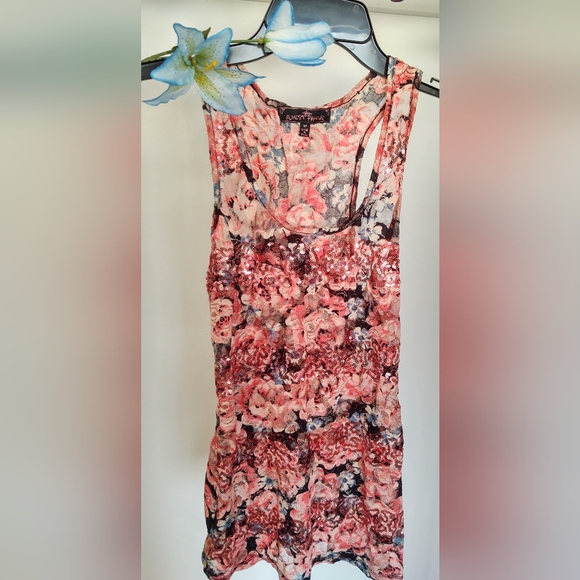 Sheer Sequin Floral Tank - Picture 1 of 7